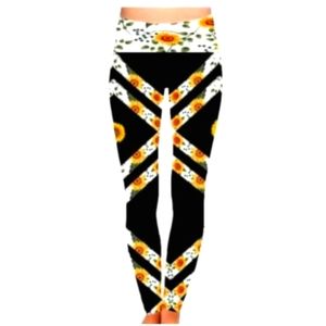 Sunflower Black Buttery Soft Custom Printed Leggings